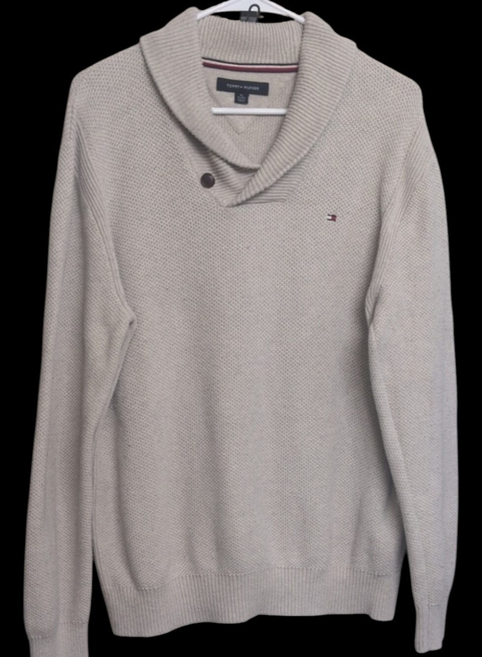 Tommy Hilfiger Men's Light Oatmeal/Taupe Shawl Collar Cardigan Sweater, Size XL